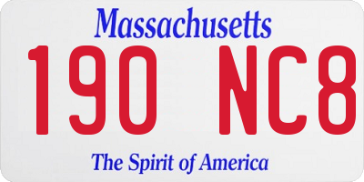 MA license plate 190NC8