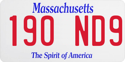 MA license plate 190ND9