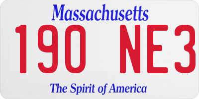 MA license plate 190NE3