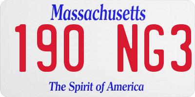 MA license plate 190NG3