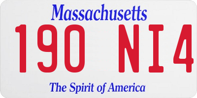 MA license plate 190NI4