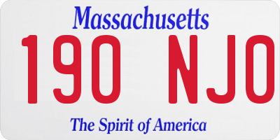 MA license plate 190NJ0