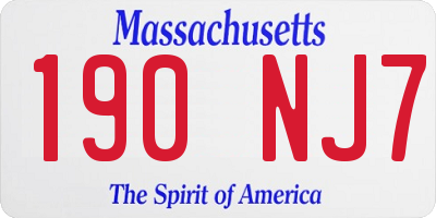 MA license plate 190NJ7