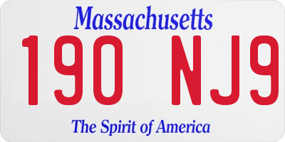 MA license plate 190NJ9