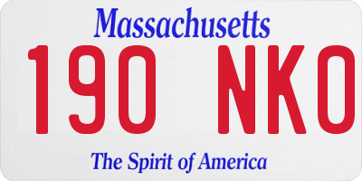 MA license plate 190NK0