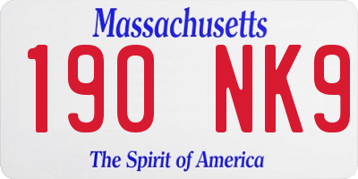 MA license plate 190NK9