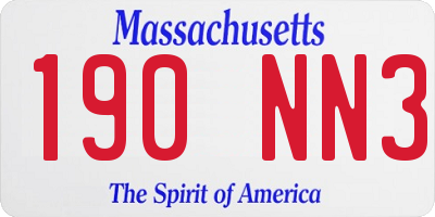 MA license plate 190NN3