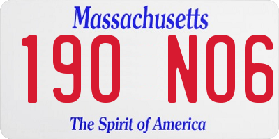 MA license plate 190NO6