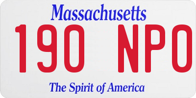 MA license plate 190NP0