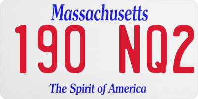 MA license plate 190NQ2