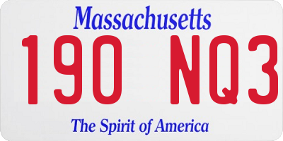 MA license plate 190NQ3