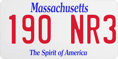 MA license plate 190NR3