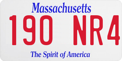 MA license plate 190NR4