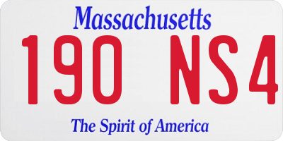 MA license plate 190NS4