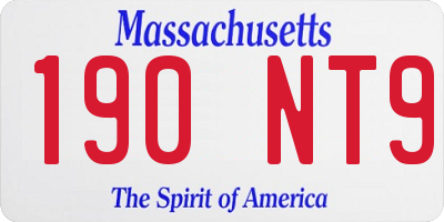MA license plate 190NT9