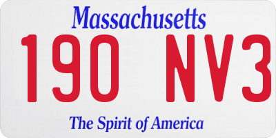 MA license plate 190NV3