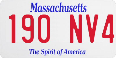 MA license plate 190NV4