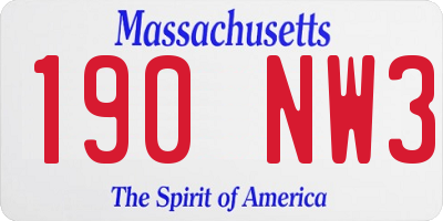 MA license plate 190NW3