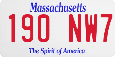 MA license plate 190NW7