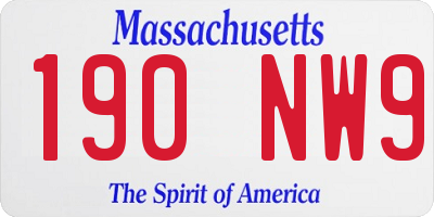 MA license plate 190NW9