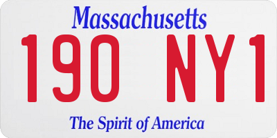 MA license plate 190NY1