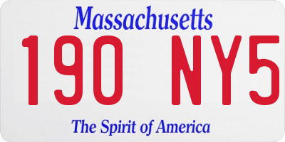 MA license plate 190NY5