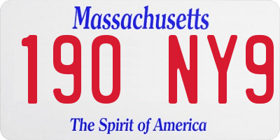 MA license plate 190NY9