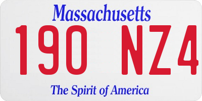 MA license plate 190NZ4
