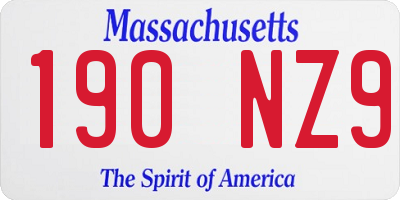 MA license plate 190NZ9