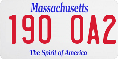 MA license plate 190OA2