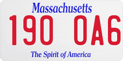 MA license plate 190OA6