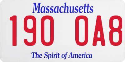 MA license plate 190OA8