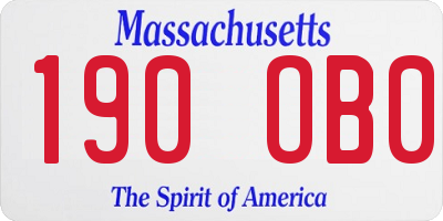 MA license plate 190OB0