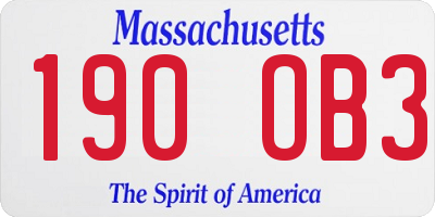 MA license plate 190OB3