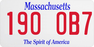 MA license plate 190OB7