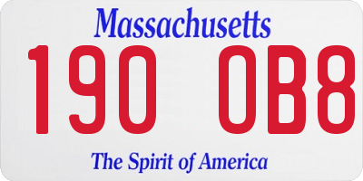 MA license plate 190OB8