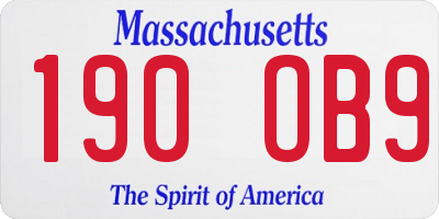 MA license plate 190OB9