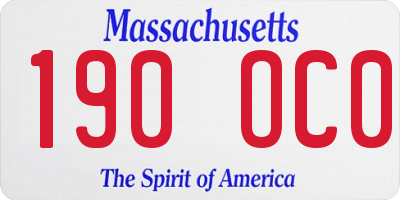 MA license plate 190OC0