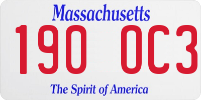 MA license plate 190OC3