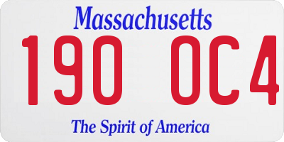 MA license plate 190OC4