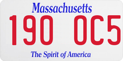 MA license plate 190OC5