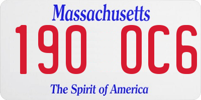 MA license plate 190OC6
