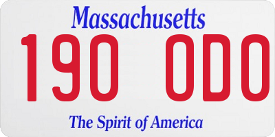 MA license plate 190OD0
