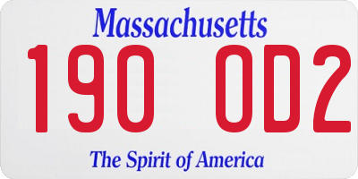 MA license plate 190OD2