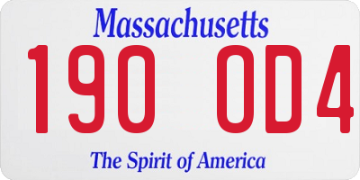 MA license plate 190OD4