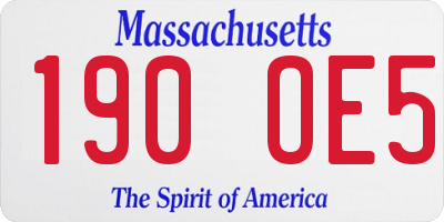 MA license plate 190OE5