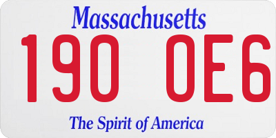 MA license plate 190OE6
