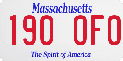 MA license plate 190OF0