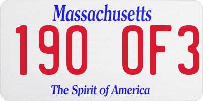 MA license plate 190OF3
