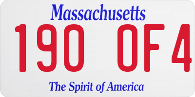 MA license plate 190OF4
